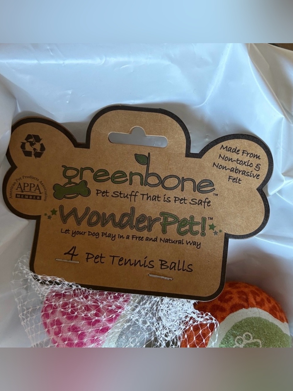 Greenbone Pet Tennis Balls. Brand new. Never used.